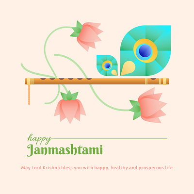 Happy Janmashtami graphic design harekrishna illustration logo popixdesign print