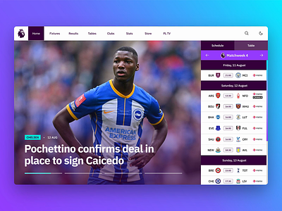 Premier League - homepage UI concept animation clean concept design football homepage interface design premier league soccer ui ui concept uiux web web design