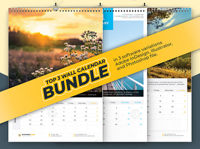 2024 Wall Calendar Bundle Template business calendar bundle 3 in 1