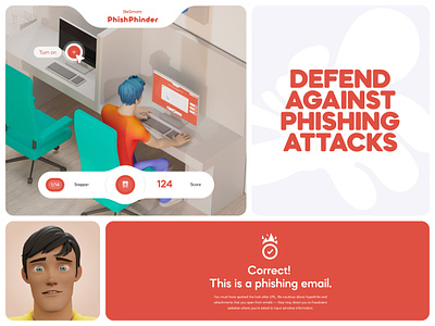 Phishing Attacks Detector – App Design 3d 3d characters animation app design design game game design motion graphics ui uiux