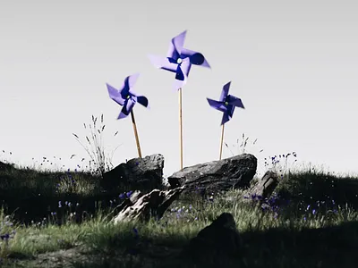 Pinwheel 3D Project! 3d 3d motion 3dmotion animation art c4d cinema4d dark design grass illustration minimal minimal art pinwheel