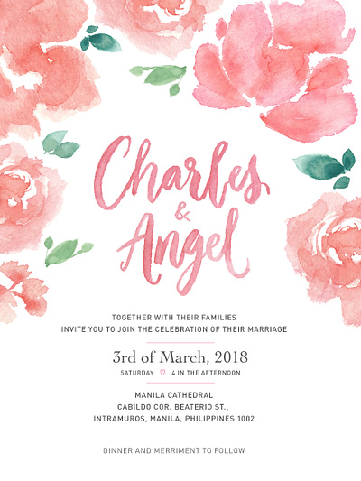 Wedding Invite graphic design watercolor