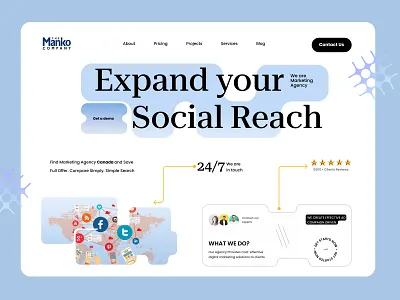 Social Reach-Landing Page header design hero section design home page home page design interace landing minimal design ui ux ux ui design web expert web interface web ui website design websites