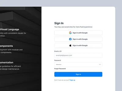 Sign In | Space Design System analytics chart component librar components dashboard data design system graph log in login product product design sign in sign in form statistics stats style guide styleguide ui ui kit