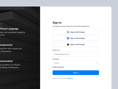 Sign In | Space Design System analytics chart component librar components dashboard data design system graph log in login product product design sign in sign in form statistics stats style guide styleguide ui ui kit