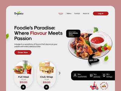 Food Landing Page Design beautiful burger clean dark theme food food delivery grey homepage landing page light theme minimal red ui uiux user interface ux website