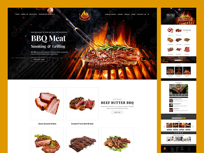 BBQ Meat Smoking & Grilling Website UI Design appdesign bbq bbq meat smoking branding design graphic designer grilling grilling website illustration landingpage logo meat smoking prototype smoking uxdesign uxresearch webdesign website wireframes