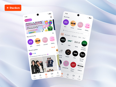 Stardom - Kpop Fans App app clear creative figma kpop live livestreaming minimal mobile sketch ui ux