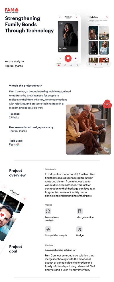 A DNA Dating app - FAM Connect analysis branding casestudy color scheme dating design dna famconnect mobileapp screen skeches style guide technology ui uiux design user research