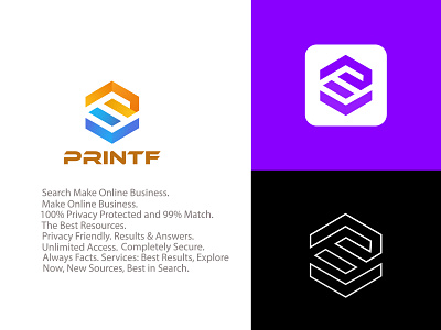 PrintF Logo Design brand brand design design ecommerce icon illustration letter logo letter pf logo logo designer logo foleo logo mark logos minimal modern modern logo nft online pf logo printf