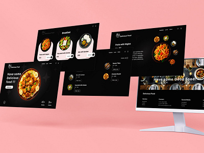 Web Portal (UI) for Delicious Food. 3d animation branding darktheme desktopmockups foodapplication foodwebportal foodwebsite graphic design popular trending ui ux views websites webui