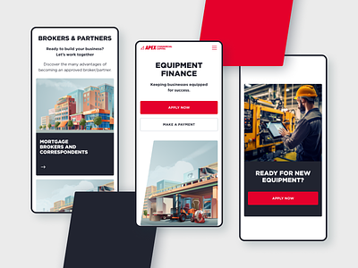 Apex Commercial Capital interface landing page layout menu minimal mobile mobile ui red responsive simple ui ui design uiux ux ux design visual identity web web design webdesign website