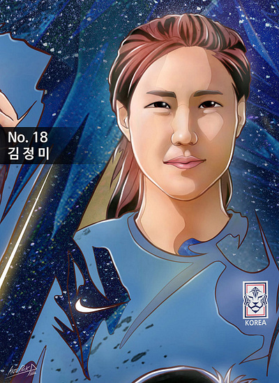 Korean Women's Football World Cup artwork - 김정미(Kim Jung-Mi) illustration kaze park kazepark sports art sports artist 골키퍼 그림 골키퍼작품 김정미 김정미 골키퍼 김정미 선수 김정미 선수작품 김정미선수 박승우 작가 스포츠 아트 스포츠 아티스트 여자축구 그림 월드컵 대표팀 카제박 카제박 아티스트 한국여자축구