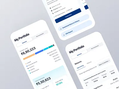 Investment Portfolio breakdown screens agency app branding breakdown charts design ecommerce finance fintech graph illustration invest ios payment product design returns ui