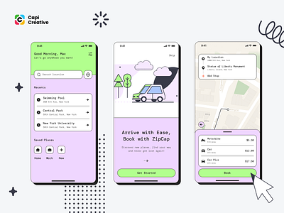 Taxi Booking App - Neo-brutalism Design Style ap design app bike booking booking app booking car creative design mobile neo brutalism neo brutalism style ui ui design ui ux