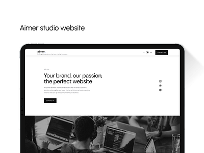 🖥️ aimer studio - website project black and white contrast design studio landing page showcase ui design ux design website
