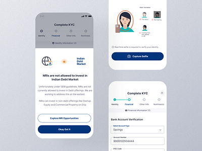 KYC Screens for Investment App app design identity illustration ios kyc product design ui verification