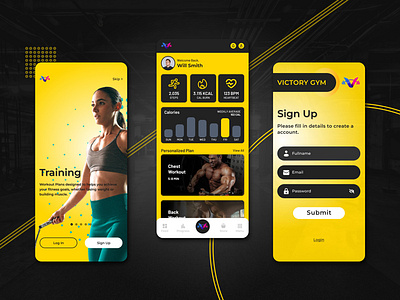 Health Fitness Application branding figma fitness graphic design gym health logo ui