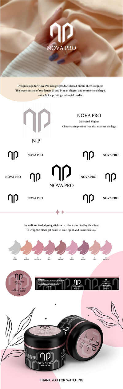 Nova pro gel nails logo and sticker design 3d branding criative design graphic design illustration logo photoshop sticker typography vector