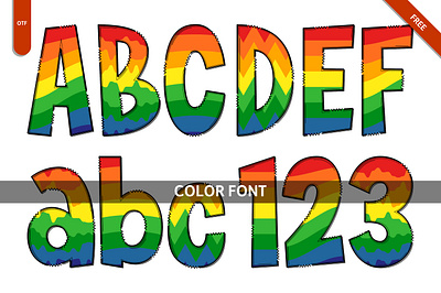 Rainbow World - Free Font color font colorful font creative font design digital font graphic design illustration rainbow svg vector