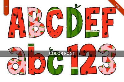 Super Watermelon - Free Font color font colorful font creative font design graphic design illustration svg vector watermelon