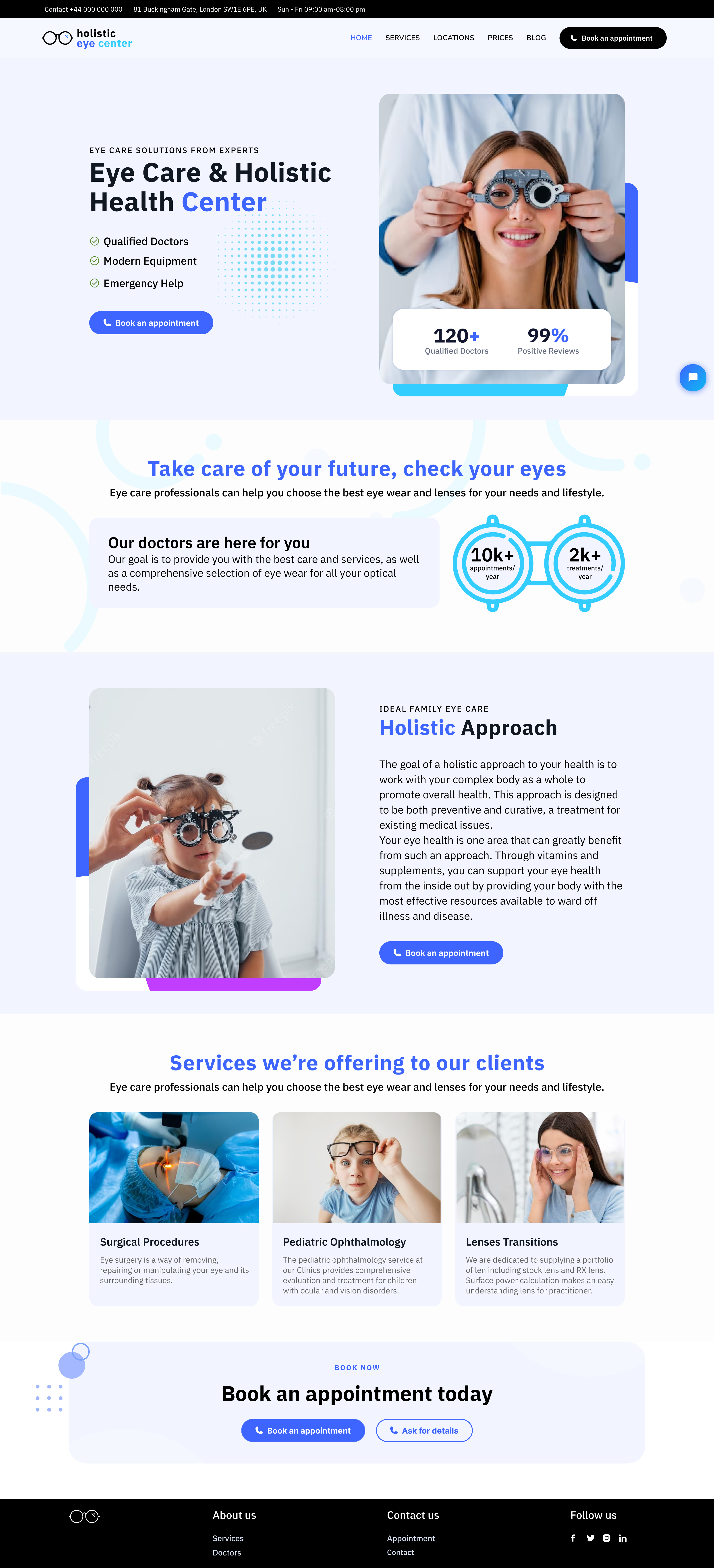 Optometry & Holistic Health Center Landing page eye ui