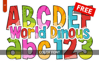 World Dinous - Free Font color font colorful font creative font design dinosaurs graphic design illustration svg vector