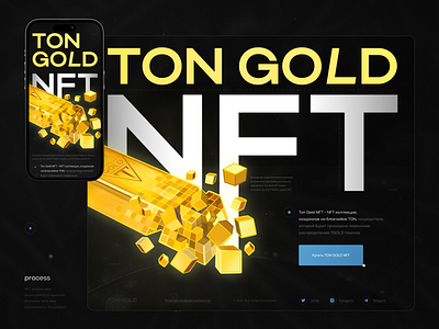 Ton Gold NFT / landing page 3d adaptation app crypto design gold illustration landing page mobile nft promo ui uxui web design web3