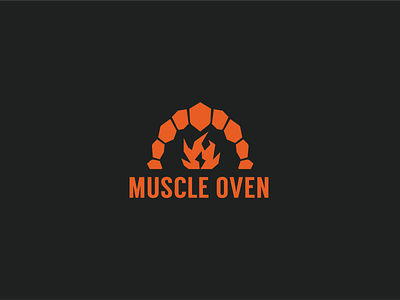 Muscle Oven bake branding cookling energy exercise fire food gain gym healthy identity logo minimal muscle oven pizza protein pushups run tasty