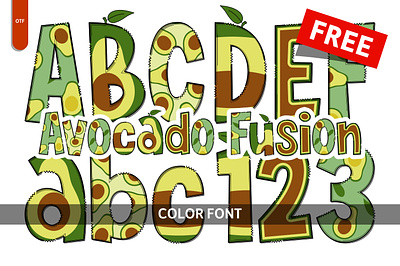 Avocado Fusion - Free Font avocado branding color font colorful font creative font design graphic design illustration svg vector