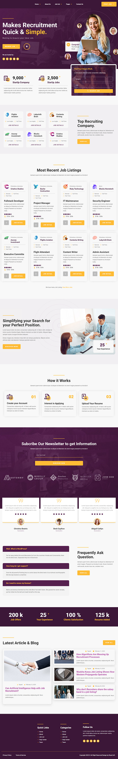 Job Listing & Recruitment Website best website design elementor pro elementor website landing page professional website responsive website ui ux design web web design web designer web development website website design wordpress wordpress elementor wordpress landing wordpress site wordpress website