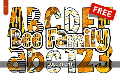 Bee Family - Free Font bee color font colorful font creative font design free graphic design illustration svg vector