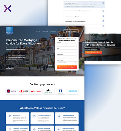 Finance Landing Page/ Village Financial Services design dribbble shot finance finance landing page landing page landing page design lead generation ui ux