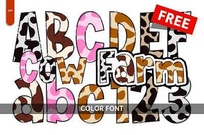 Cow Farm - Free Font color font colorful font cow creative font design font free graphic design illustration vector