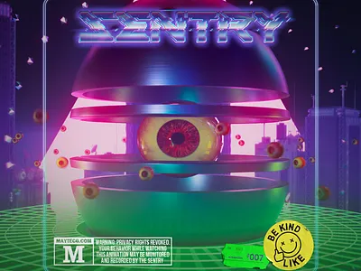 Animation #007 - Sentry 3d animation 80s animation cyberpunk dystopian eyeball glitch horror motion motion design motion graphics pulp retro sci fi scifi sentry synthwave vaporwave vhs