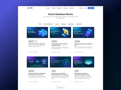 Blog page & Graphics blog cover database js milvus ui web zilliz