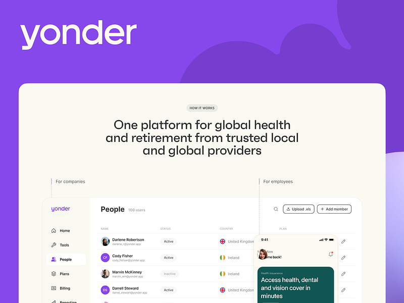 Yonder, work benefits for modern companies. animation case study clean design illustration interface significa ui ux web web design website