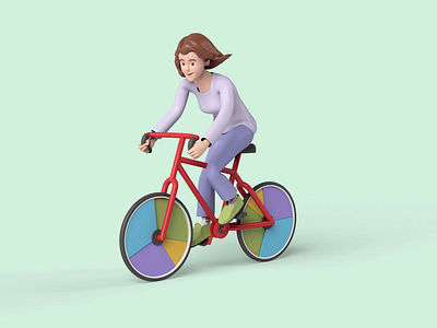 Supermetrics bike-chart 3d animation bike bycicle data visualization female girl motion graphics multicolor pie chart riding