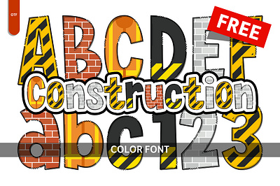 Construction - Free Font branding color font colorful font construction creative font design font free graphic design illustration svg