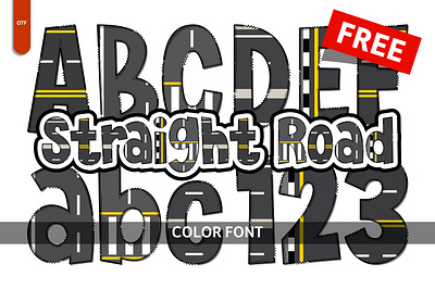 Straight Road - Free Font branding color font colorful font creative font design font free graphic design illustration road straight svg vector