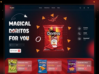 Doritos Chips Landing Page chips website crackers doritos chips food website home page kids landing page lays packaging poker potato chips potato crackers pringles snacks spicy trending ui ux website