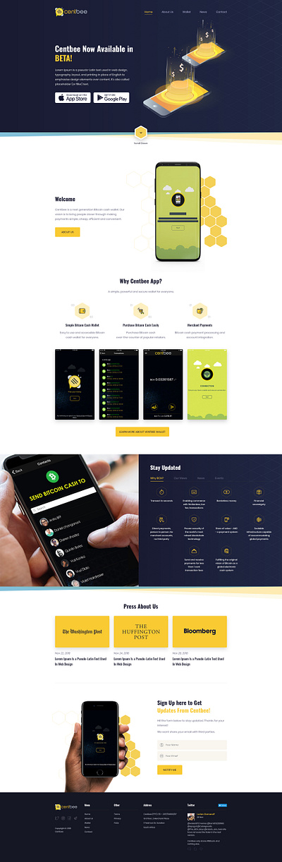 Centbee - Homepage branding crypto design graphic design services typography ui ux webdesign website