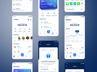 Fipay - Finance Mobile App app bank app banking banking security banking app banking concept cards currency financial app fintech ios mobile apps mobile design money payment money payments savings transactions virtual banking wallet