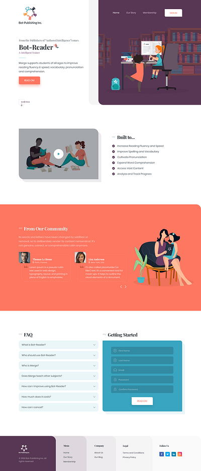 Bot-Publishing Inc. - Product Landing Page branding company design englishlearning fluency landing page ui user friendly user interface ux web design webdesign website