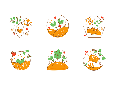 bakery icons bag baguette bakery ciabatta design eco flat green greenery grocery heart icon icons illustration line liner logo logotype outline vector