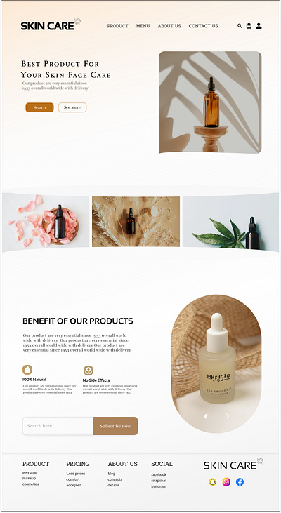 COSMETICS WEB HOME PAGE adobexd brand cosmetics figma homepage popular skincare trending ui web