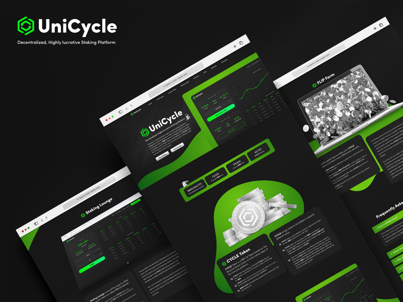 Unicycle | Decentralized Staking Platform blockchain crypto dapp defi figma landing page staking ui web design