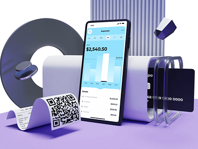 Personal finance app 3d design ui