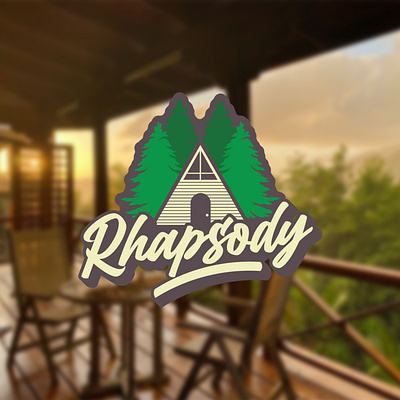 RHAPSODY- LOGO AND BRAND IDENTITY PROJECT branding graphic design hotel illustrator into the woods logo logo design mountain view hotel outing resort travel vacation
