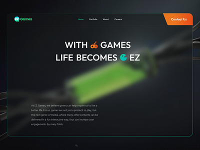 EZ Games - Game design & development studio landing page 3d artificial intelligence contact dark mode design flat design futuristic game studio games hero banner illustration introduction light green robotic showcase studio tech ui